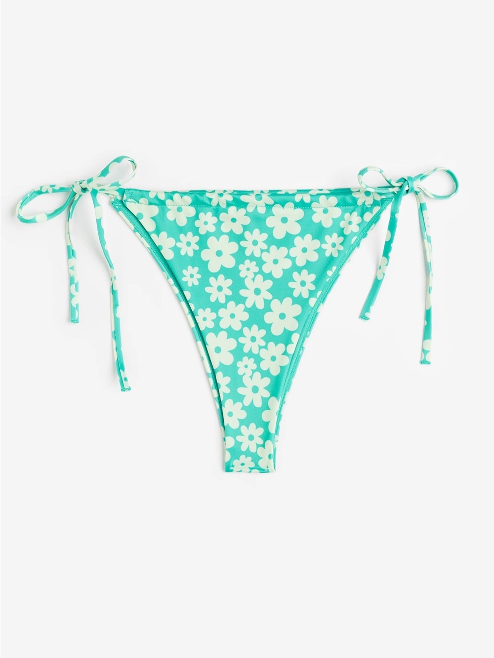 Women H&M Brazilian lined bikini bottom bright green floral Large